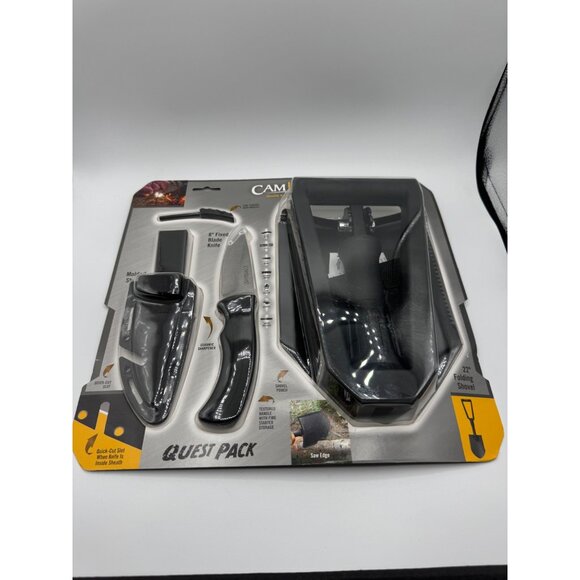 New Camillus Adventure Quest Pack 8" Fixed Blade Knife Folding Shovel Multi Tool - Picture 1 of 4
